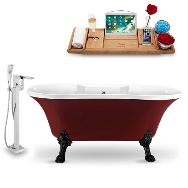 Tub, Faucet and Tray Set Streamline 60" Clawfoot NH102BL-CH-100