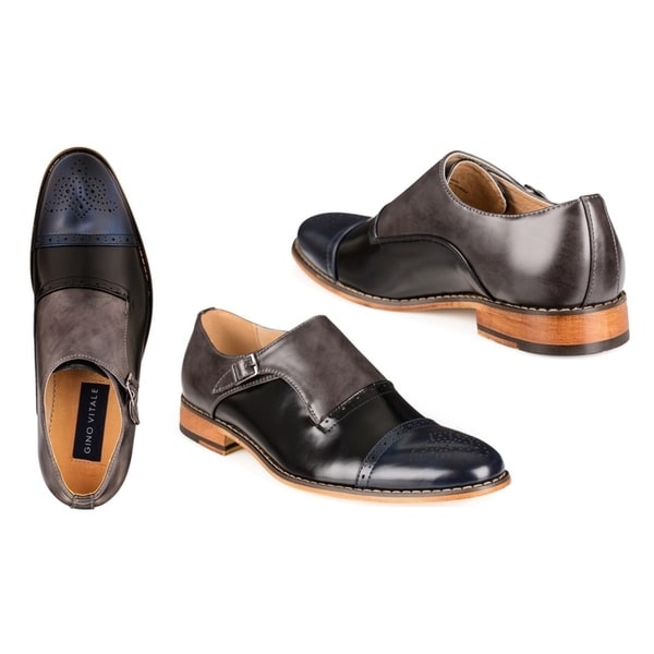 Shop Gino Vitale Men�s Three Tone Monk Strap Dress Shoes