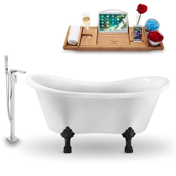 Tub, Faucet and Tray Set Streamline 62" Clawfoot NH1020BL-140