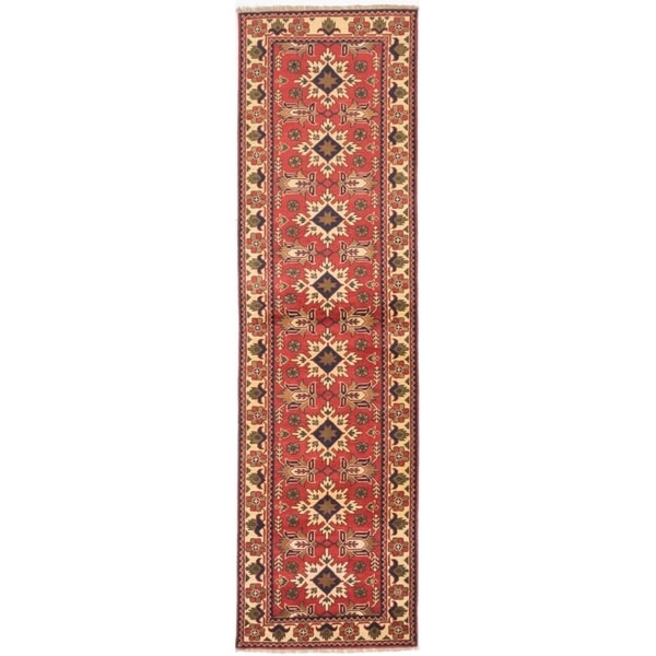 ECARPETGALLERY Hand-knotted Finest Kargahi Dark Burgundy Wool Rug - 2'9 x 9'9