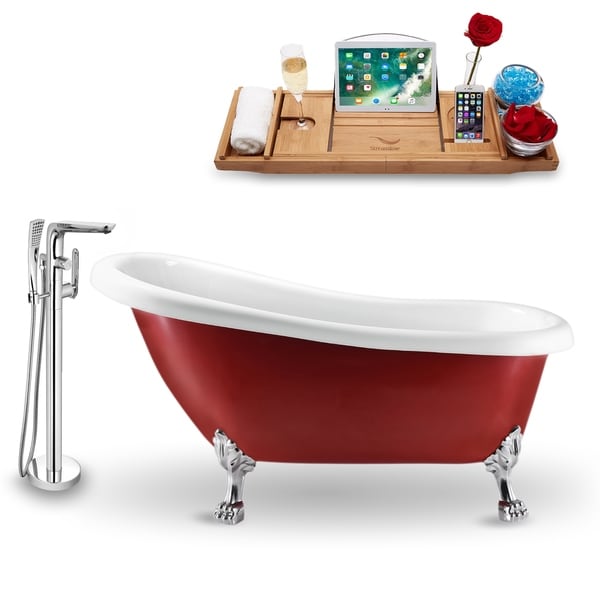 Tub, Faucet and Tray Set Streamline 61" Clawfoot NH482CH-120