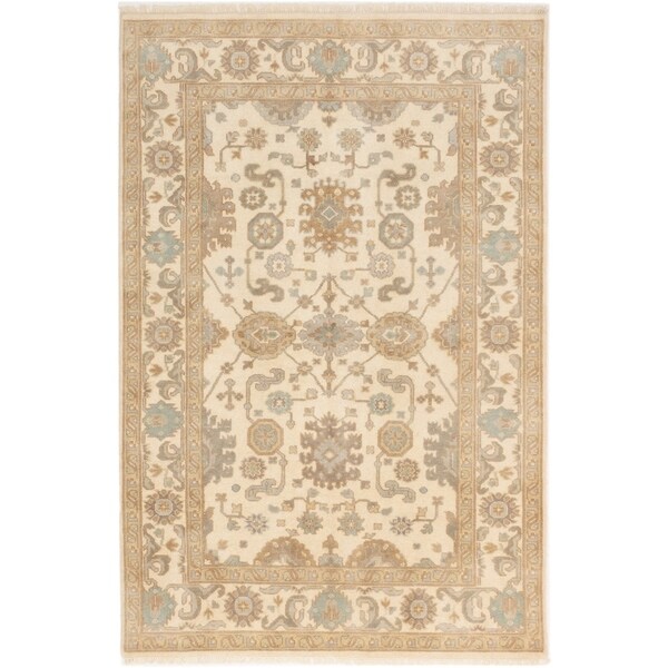 ECARPETGALLERY Hand-knotted Royal Ushak Cream Wool Rug - 6'0 x 9'0