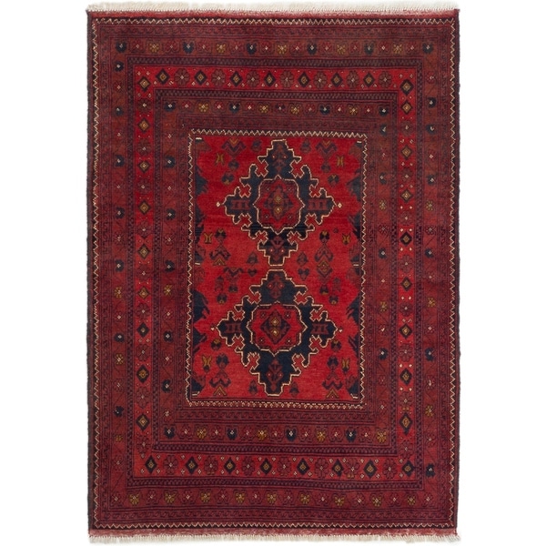 ECARPETGALLERY Hand-knotted Finest Khal Mohammadi Red Wool Rug - 3'4 x 4'9