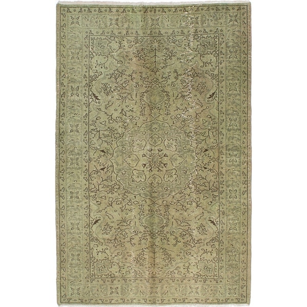 ECARPETGALLERY Hand-knotted Color Transition Light Green Wool Rug - 5'3 x 8'3