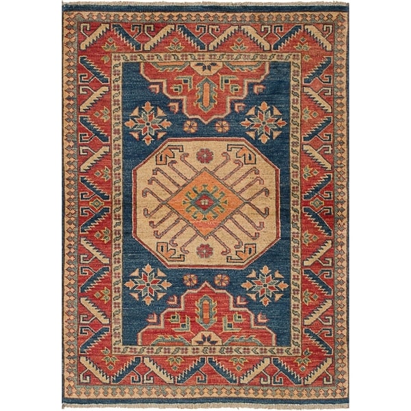 ECARPETGALLERY Hand-knotted Finest Gazni Navy Blue Wool Rug - 3'3 x 4'8