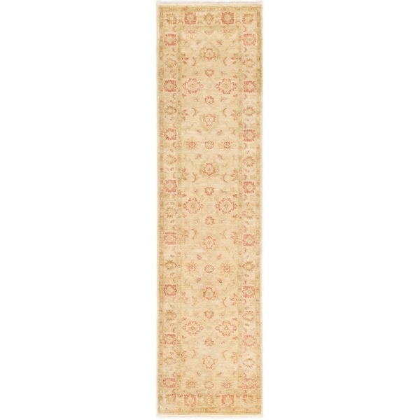 ECARPETGALLERY Hand-knotted Chobi Finest Ivory Wool Rug - 2'6 x 10'0