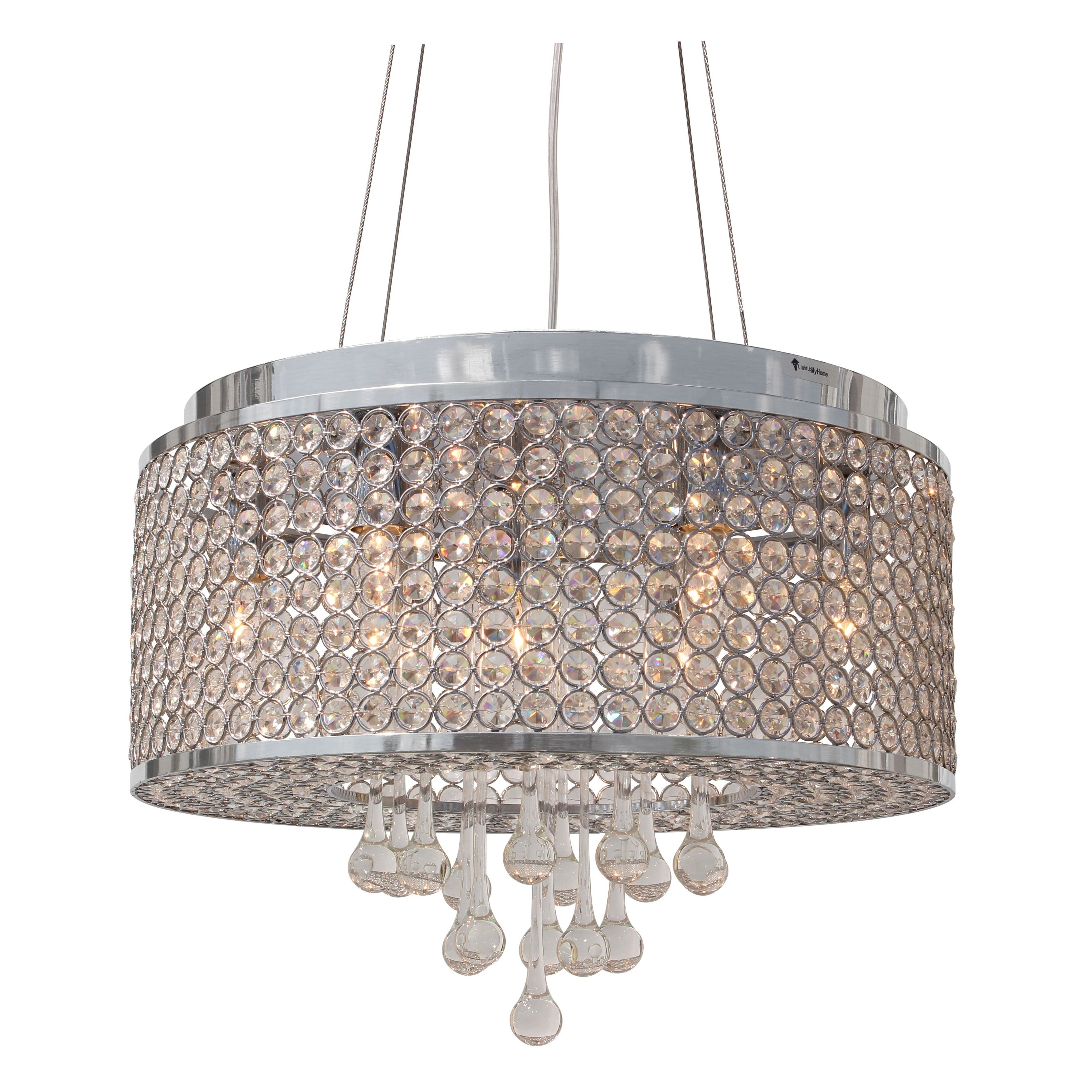 Heaven 7 Light Chrome Crystal Suspension Chandelier - N/A - Chandeliers For Bedrooms by Overstock.com