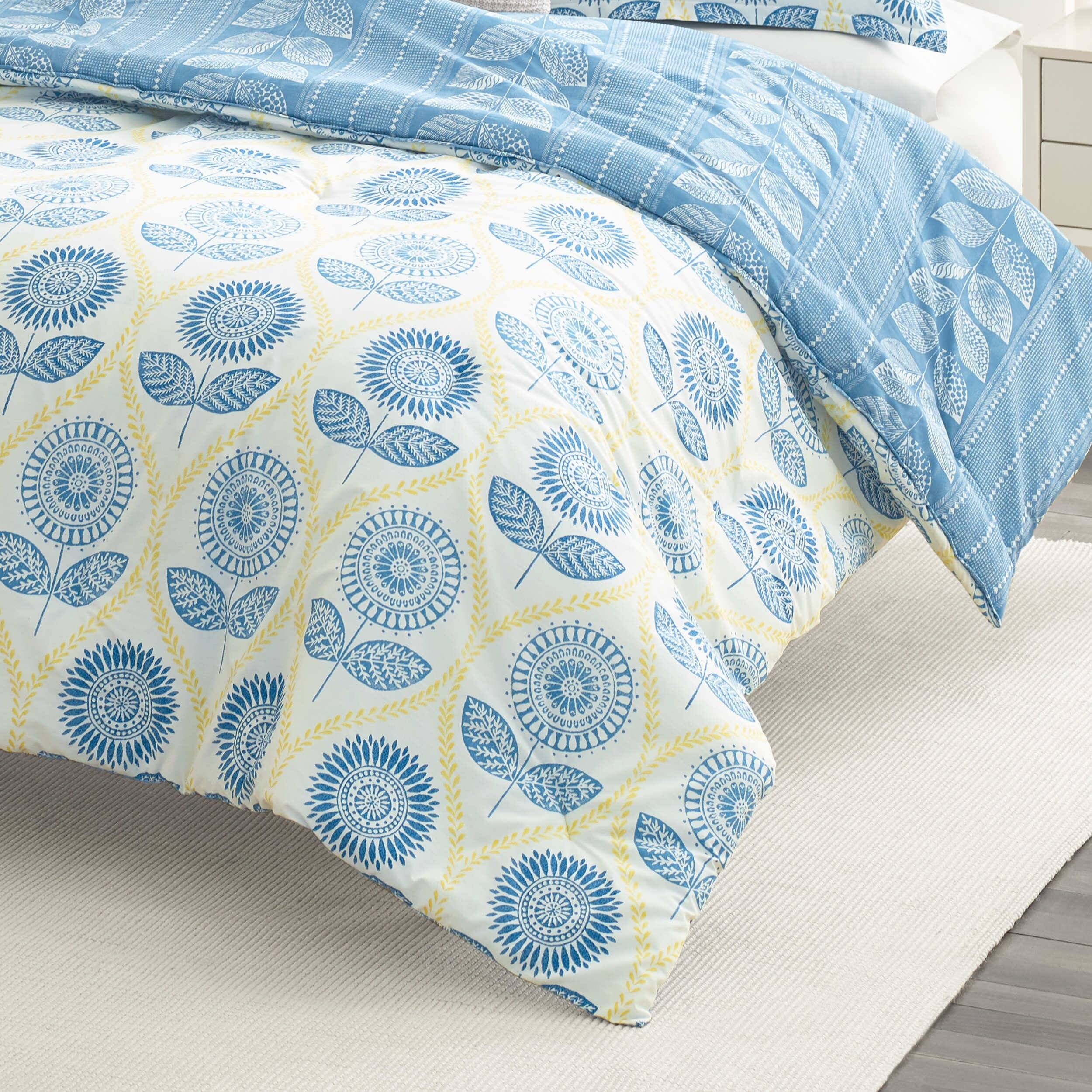 Shop Laura Ashley Sunflower Blue Comforter Set Free Shipping
