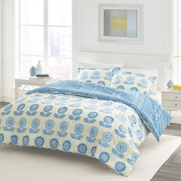 Shop Laura Ashley Sunflower Blue Comforter Set Free Shipping