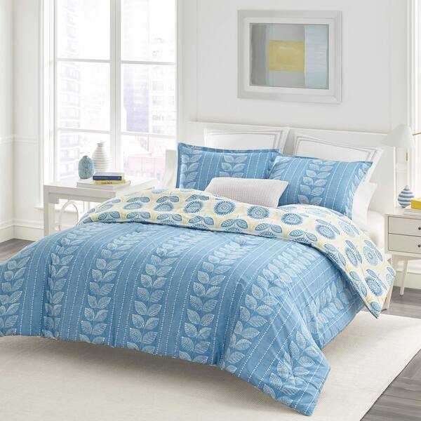Shop Laura Ashley Sunflower Blue Comforter Set Free Shipping