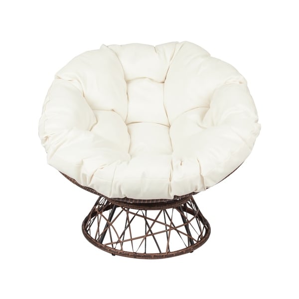 Shop Outdoor Papasan Swivel Chair--Dark Brown/Beige - On Sale - Free