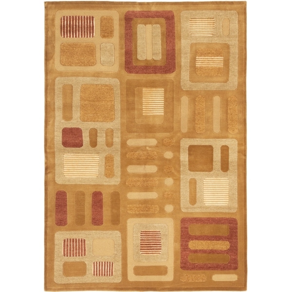 ECARPETGALLERY Hand-knotted Shangrila Brown Silk, Wool Rug - 6'7 x 8'10