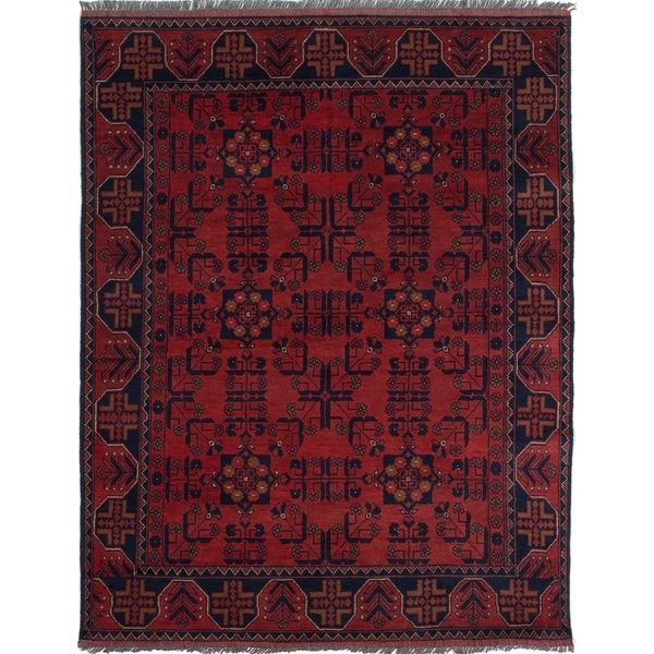 ECARPETGALLERY Hand-knotted Finest Khal Mohammadi Red Wool Rug - 4'11 x 6'5