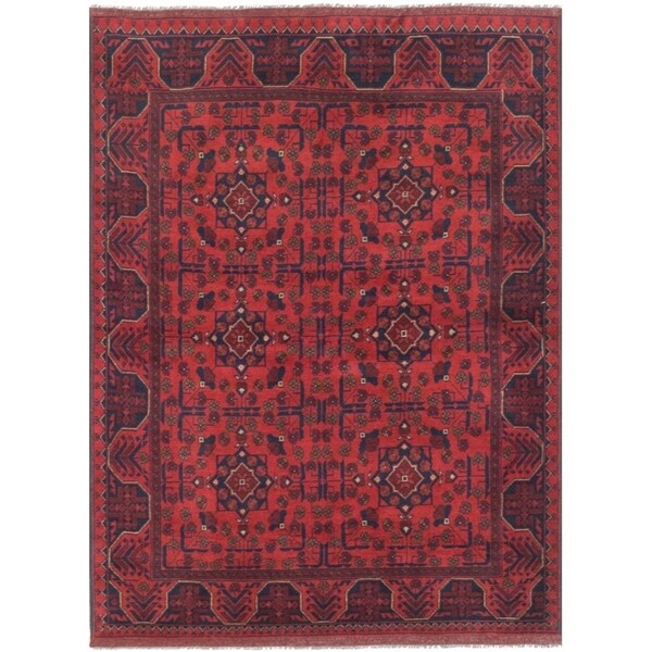 ECARPETGALLERY Hand-knotted Finest Khal Mohammadi Dark Red Wool Rug - 4'10 x 6'8