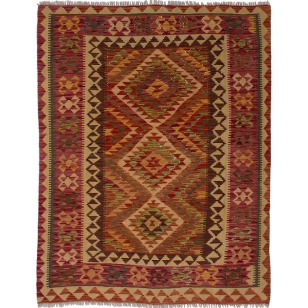 ECARPETGALLERY Flat-weave Ankara FW Red Wool Rug - 4'11 x 6'2