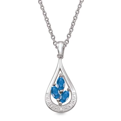 Sterling Silver Genuine Birthstone Pendant Necklace with Diamond Accent
