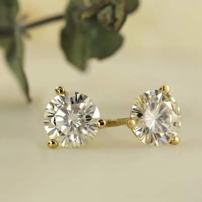 Auriya 1ctw Round Moissanite Stud Earrings 14k Gold Martini-set - 5 mm