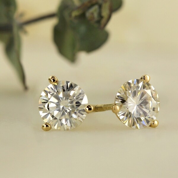 Auriya 1ctw Round Moissanite Stud Earrings 14k Gold Martini-set - 5 mm. Opens flyout.