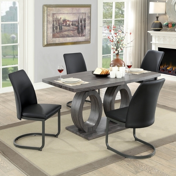 Furniture of America Marlene Contemporary 5-Piece Pedestal Dining Set