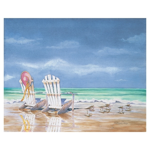 Masterpiece Art Gallery Calm Before Beach Chairs And Ocean Tide By Kathleen Denis Canvas Art Print