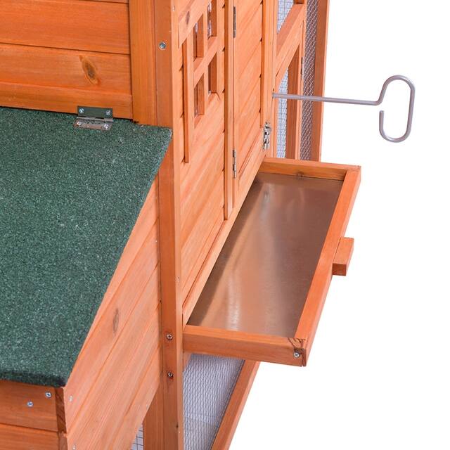 Kinbor 46" Wooden Chicken Coop Hen House Poultry Cage with Removable