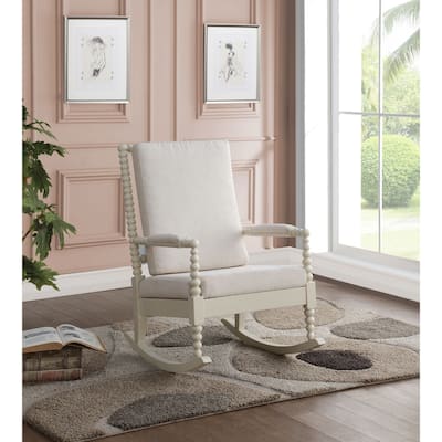 ACME Tristin Rocking Chair in Cream Fabric and White