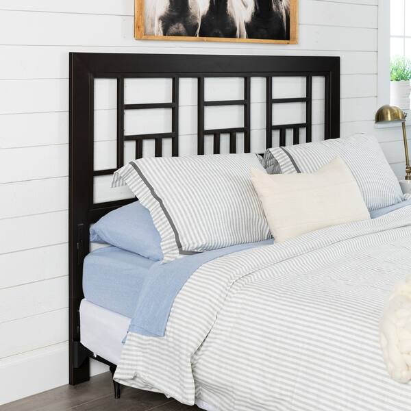 The Curated Nomad Flatiron Black Metal Square Queen Headboard (As Is