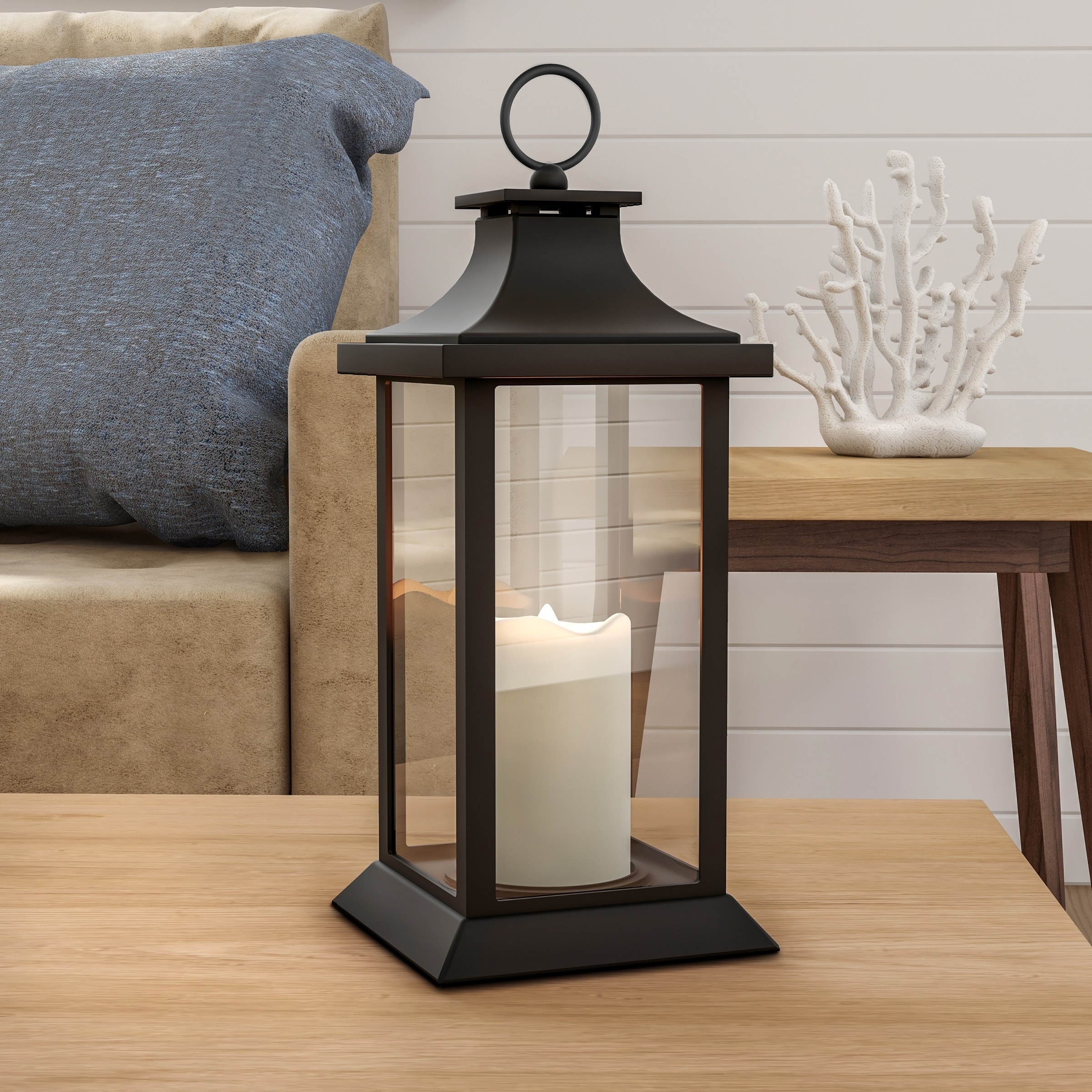 Shop Decorative Candle Lantern With Vintage Grid Design Color Changing Lavish Home Overstock 24095009