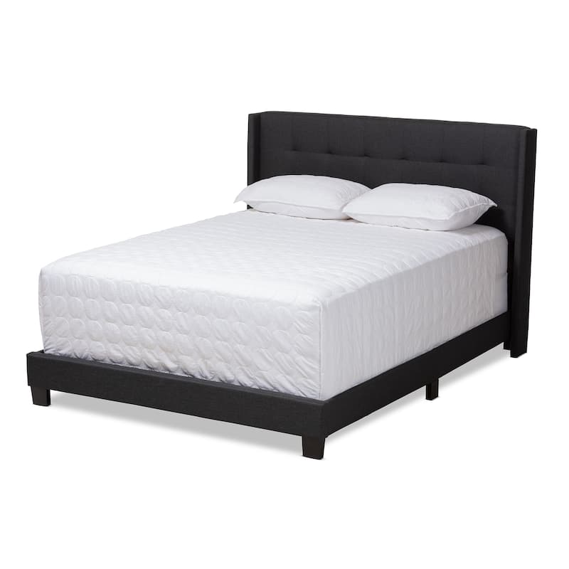 Contemporary Tufted Fabric Bed by Baxton Studio - Charcoal - Queen