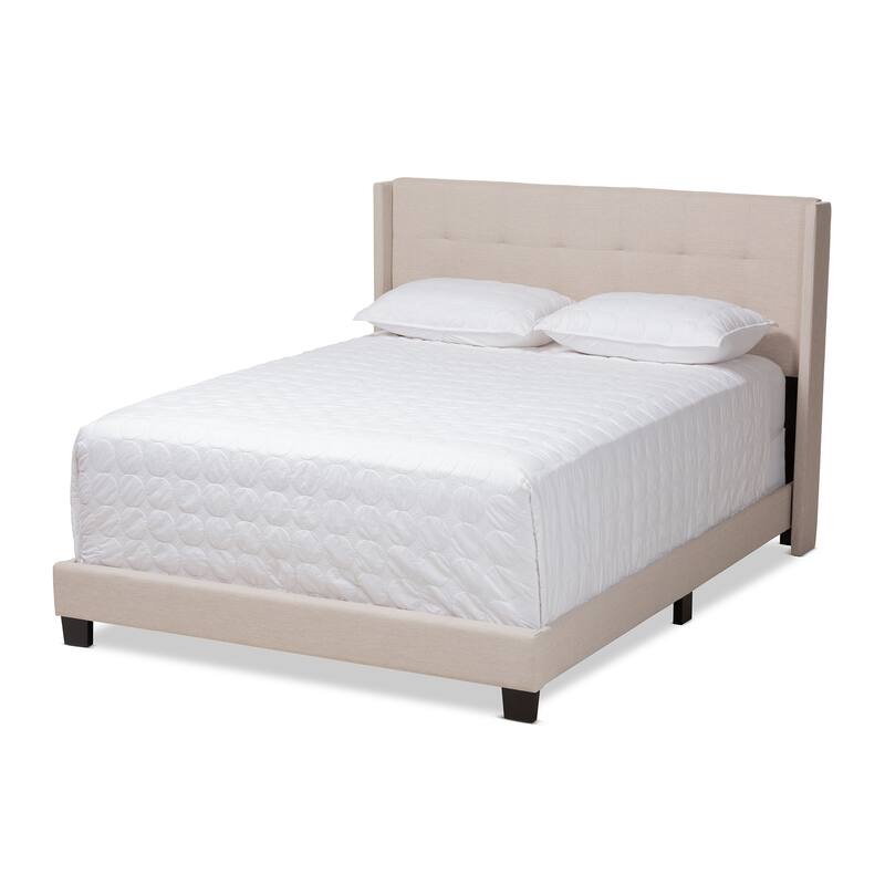 Contemporary Tufted Fabric Bed by Baxton Studio - Beige - Full