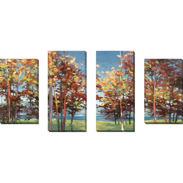 "Kaleidoscope" by Julia Purinton Set of 4 Print on Canvas - Red