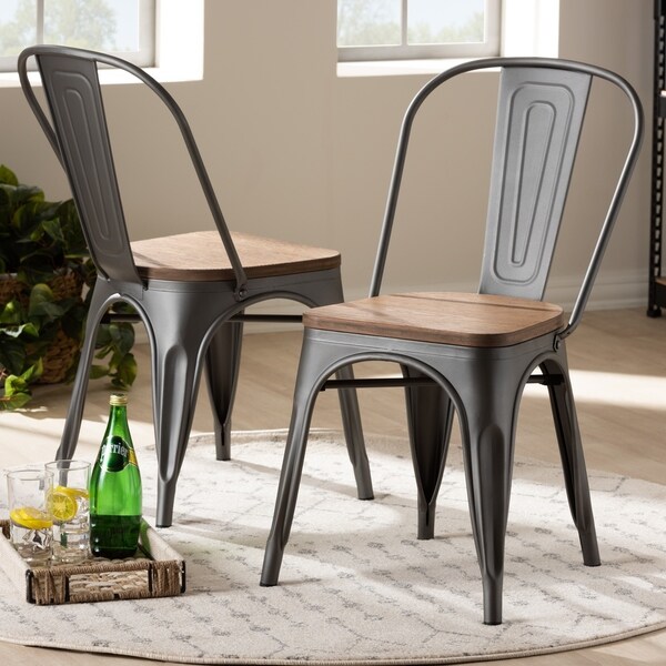 Industrial Gunmetal Grey Dining Chair 2-Piece Set by Baxton Studio