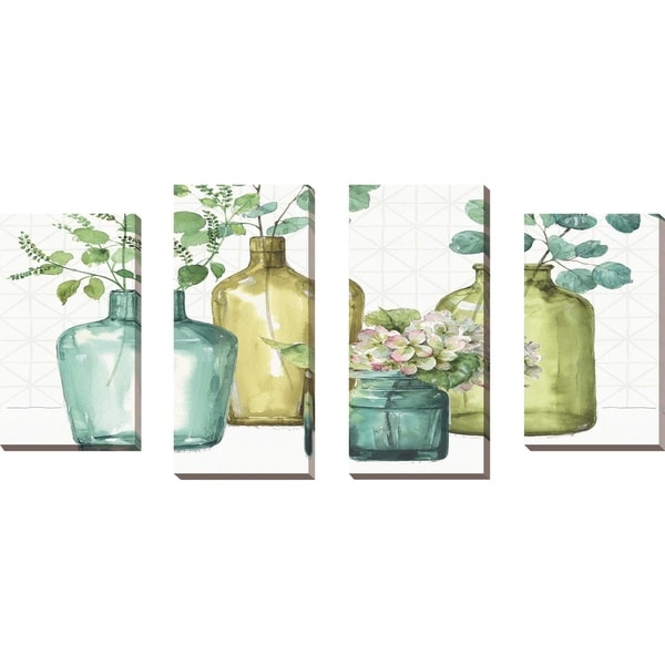 "Mixed Greens LXII" by Lisa Audit Set of 4 Print on Canvas - Green