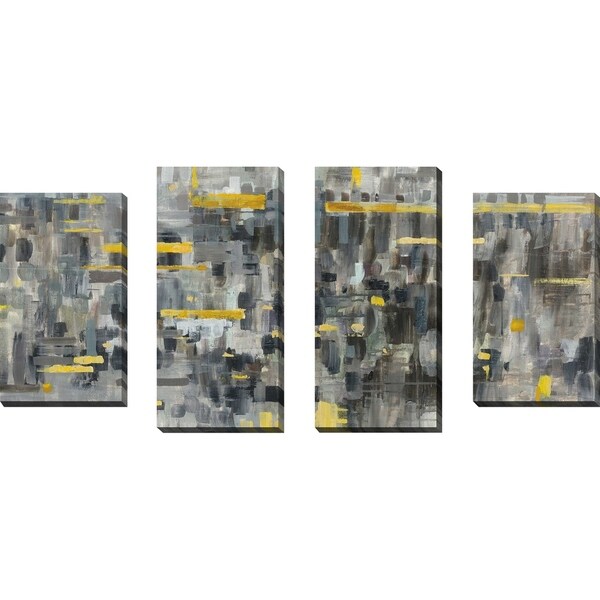 "Reflections Crop" Set of 4 Print on Canvas - gray