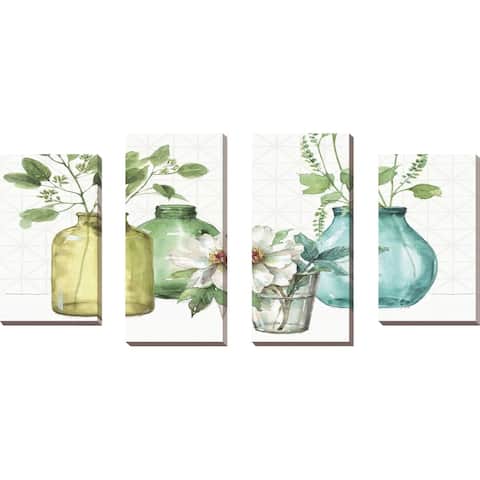 "Mixed Greens LXI" by Lisa Audit Set of 4 Print on Canvas - Green