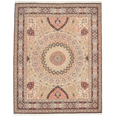 Hand Knotted Tabriz Silk & Wool Area Rug - 6' 8 x 8' 3