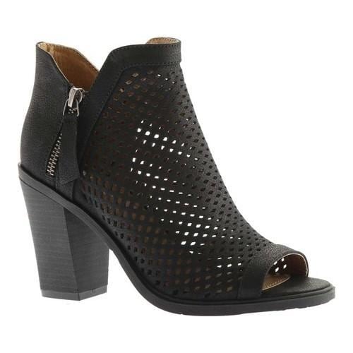 Women's Portland Boot Company Emma Perforated Peep Toe Bootie Black Nubuck Polyurethane