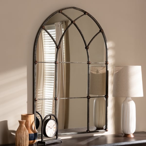 Vintage Antique Silver Arched Window Wall Mirror by Baxton ...