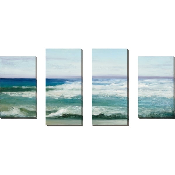 "Azure Ocean" by Julia Purinton Set of 4 Print on Canvas - Blue
