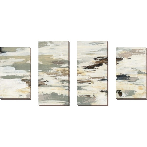 "Steps on Stones I" Set of 4 Print on Canvas - gray