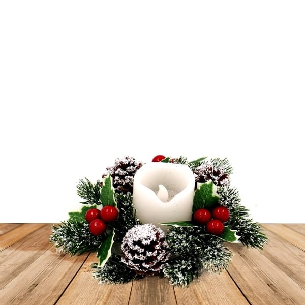 Shop Aleko Holiday Christmas Decoration Snow Dusted Garland Candle 6 Inches Overstock 24100739