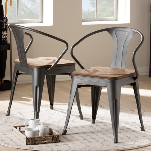 Shop Industrial Gunmetal Grey Dining Chair 2-Piece Set by Baxton Studio