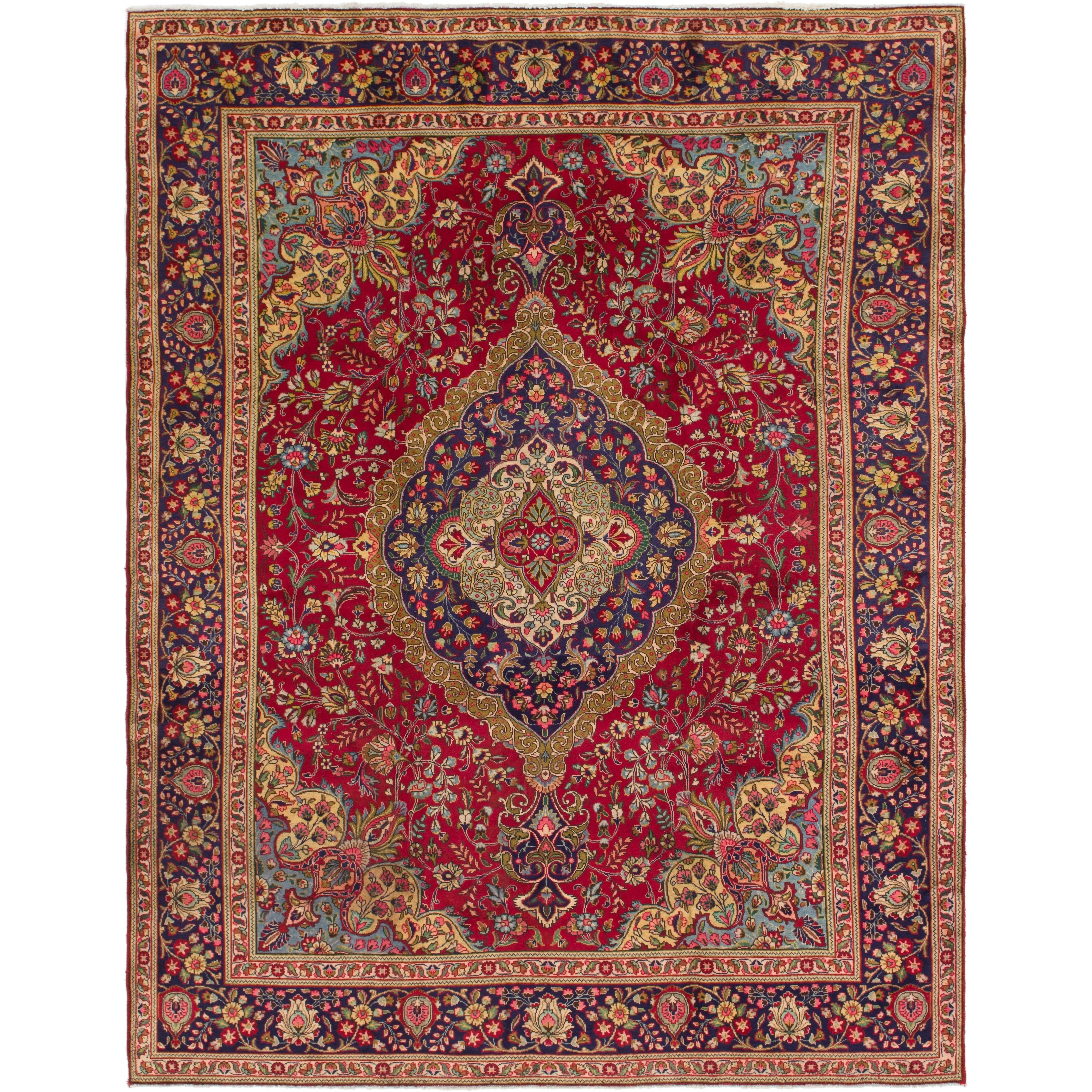 Hand Knotted Tabriz Semi Antique Wool Area Rug 9 7 X 12 Hand Knotted Tabriz Semi Antique