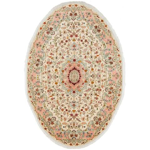 Hand Knotted Tabriz Silk & Wool Oval Rug - 6' 7 x 9' 10