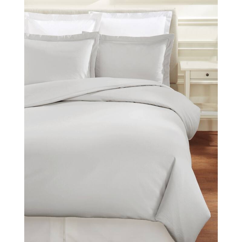 Home Sweet Home Collection 600 Thread Count Cotton Hemstitch Duvet Set - Silver - Queen/Full - Queen/Full - 3 Piece