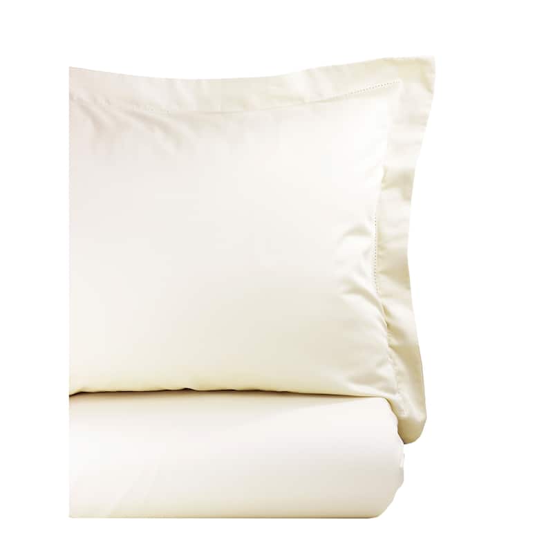 Home Sweet Home Collection 600 Thread Count Cotton Hemstitch Duvet Set - Ivory - King - 3 Piece