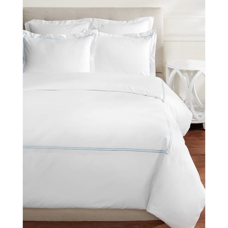 Home Sweet Home Collection Cotton 2 Stripe Embroidery Duvet Set - Blue - King - 3 Piece