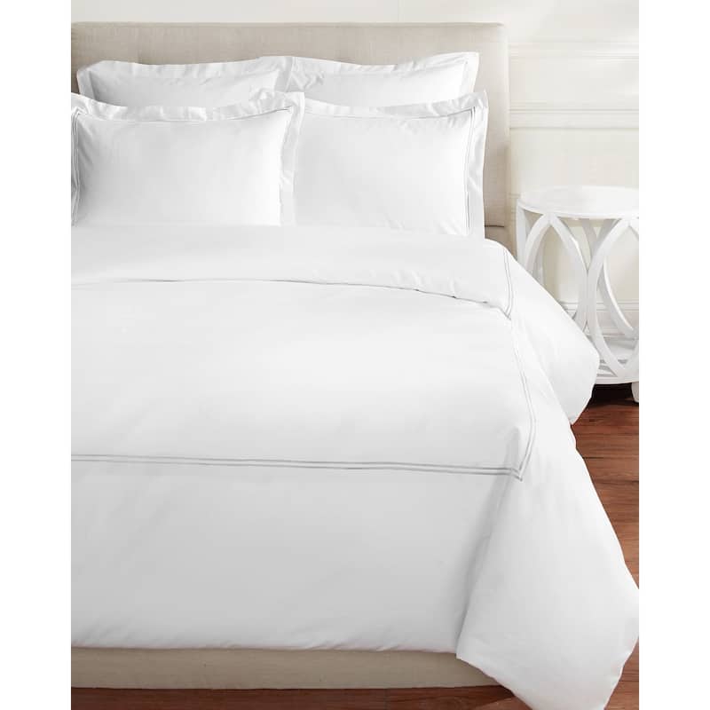 Home Sweet Home Collection Cotton 2 Stripe Embroidery Duvet Set - Grey - King - 3 Piece