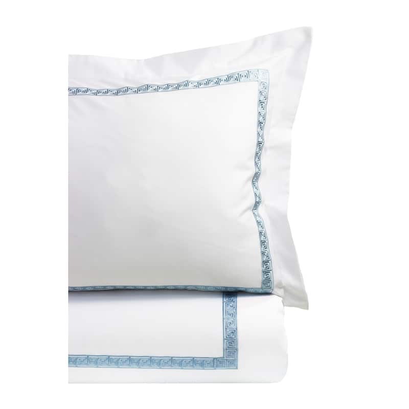 Home Sweet Home Collection 600 Thread Count Cotton Greek Key Embroidery Duvet Set