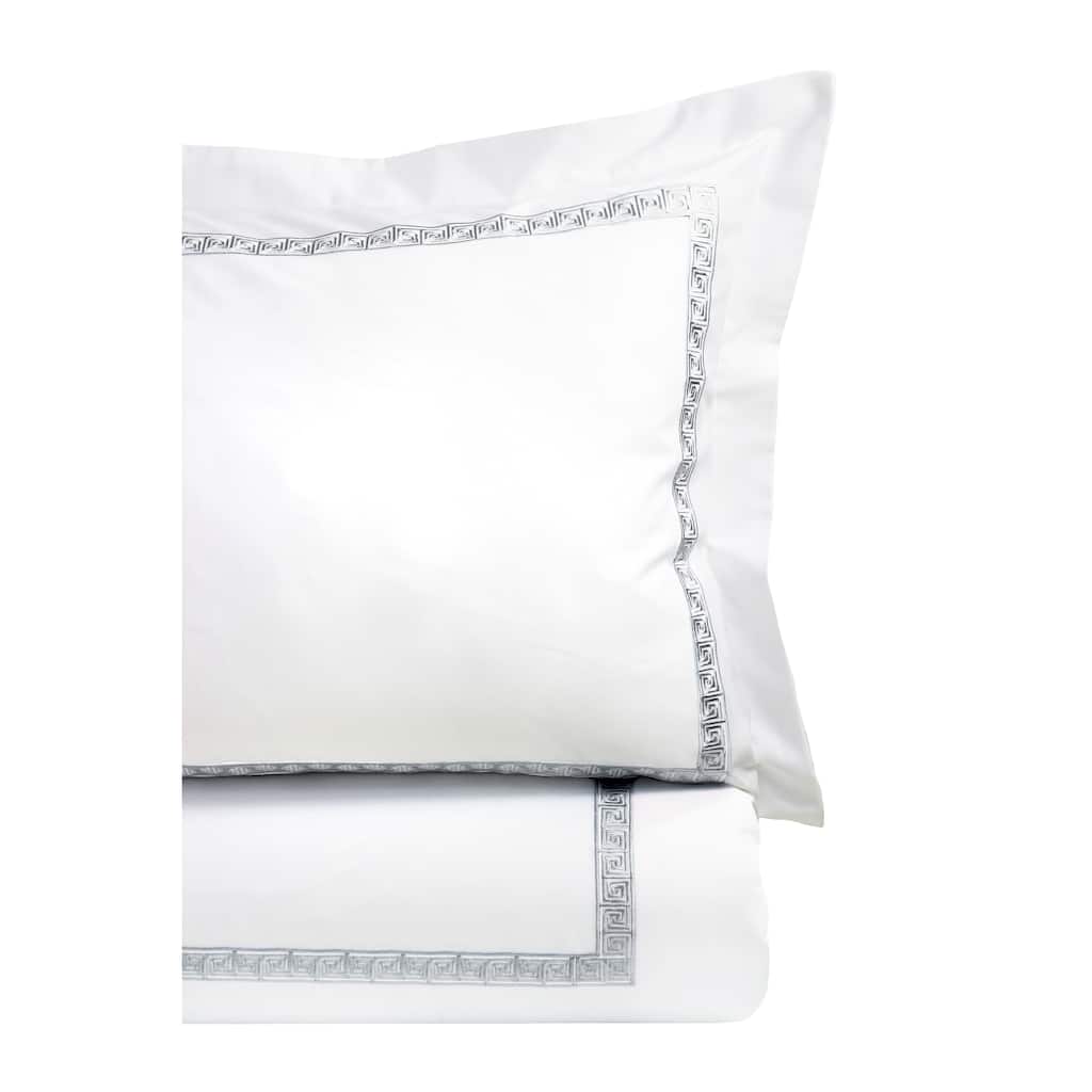 Home Sweet Home Collection 600 Thread Count Cotton Greek Key Embroidery Duvet Set